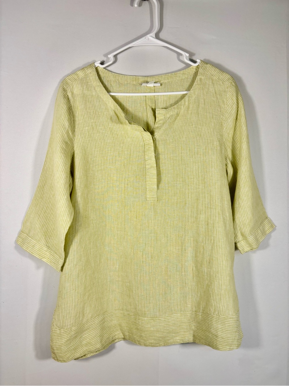 J. Jill Love Linen 100% Linen Yellow Stripe Tunic Top Relaxed Size Small